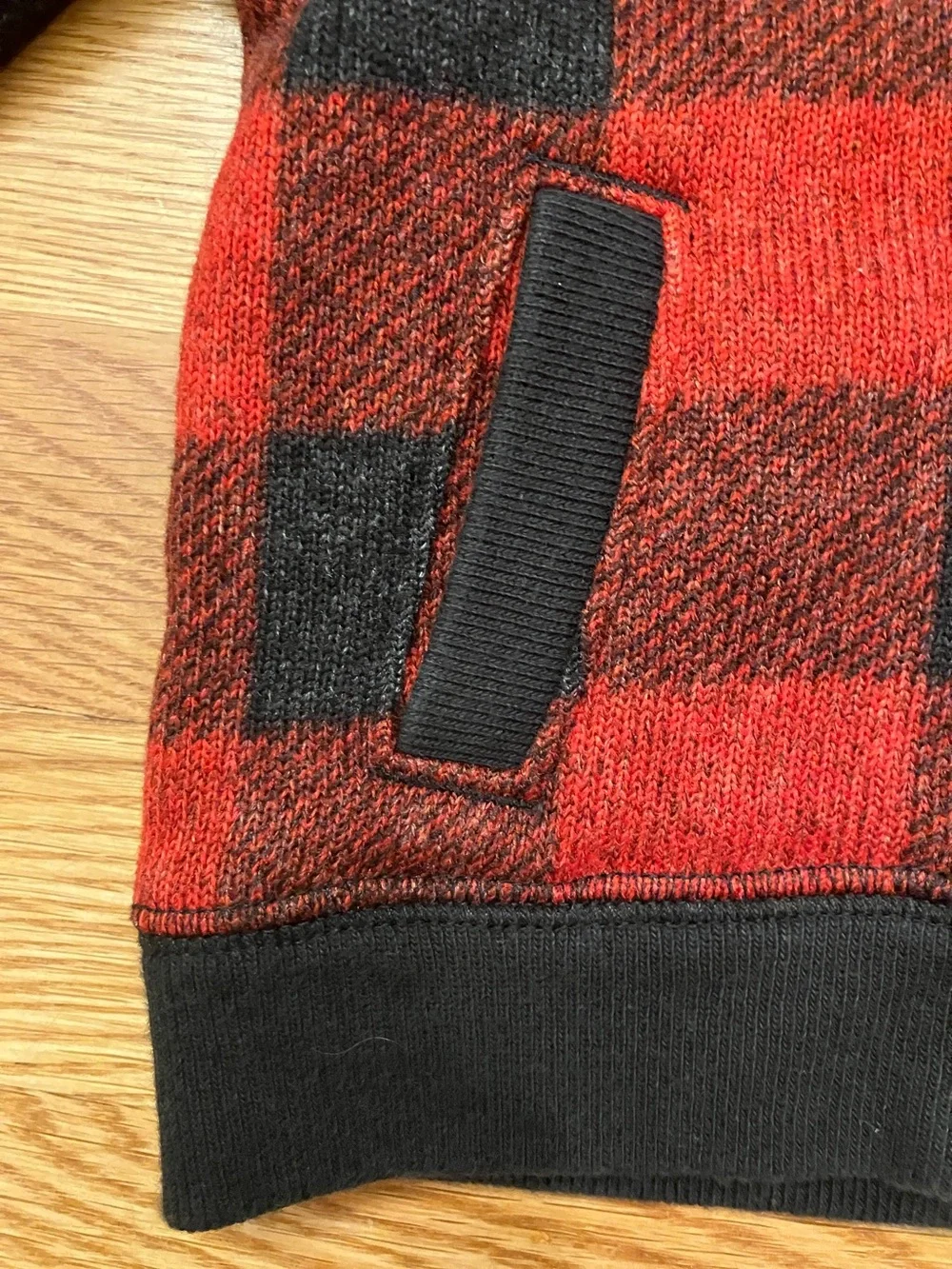 OshKosh B'gosh Red and Black Plaid Zip-Up Hoodie